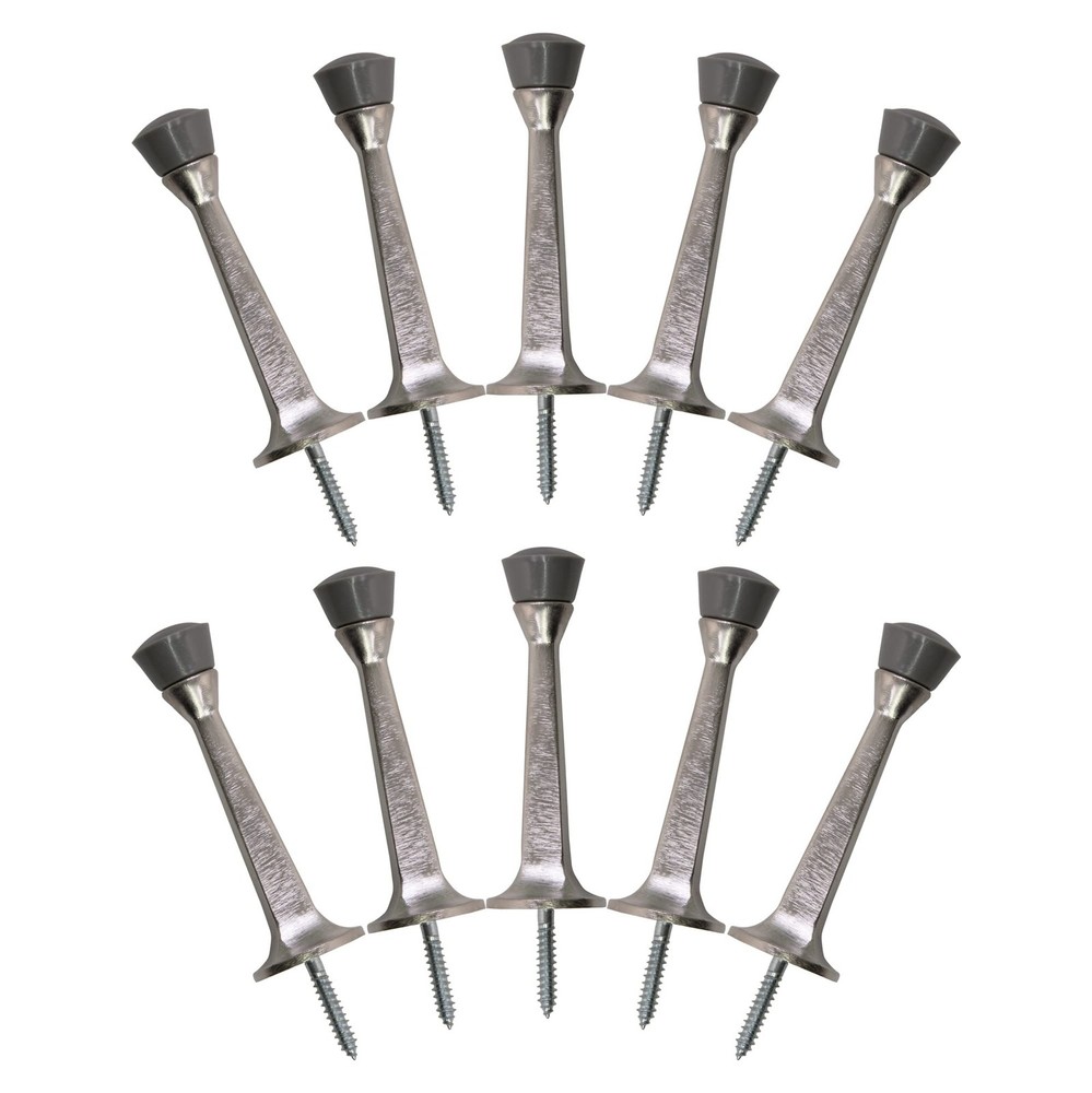 10 Pack Door Stop Wall Protector Satin Nickel Solid Steel Cast Rubber Tip