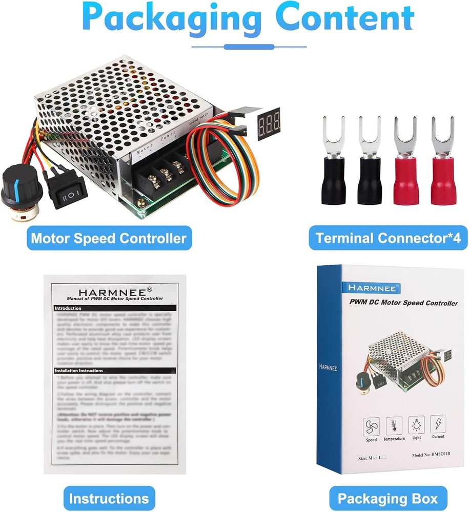 DC Motor Speed Controller DC 10-55V Rated 40A LED Display Stepless Adjustable