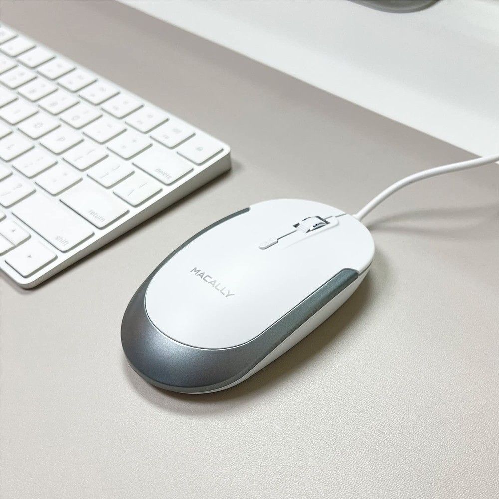 Macally Silent Wired Mouse - Slim & Compact USB Mouse for Apple Mac or Window...