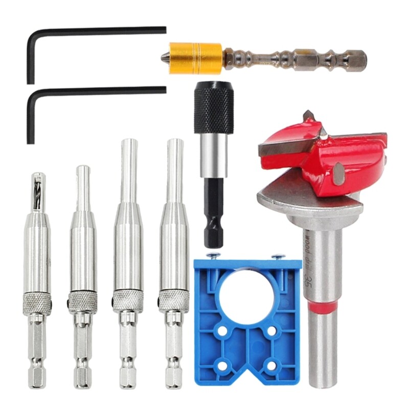 8 Pcs Pots Hinge Template Set 35mm Hinge Drilling Template Hinge Drills Locator