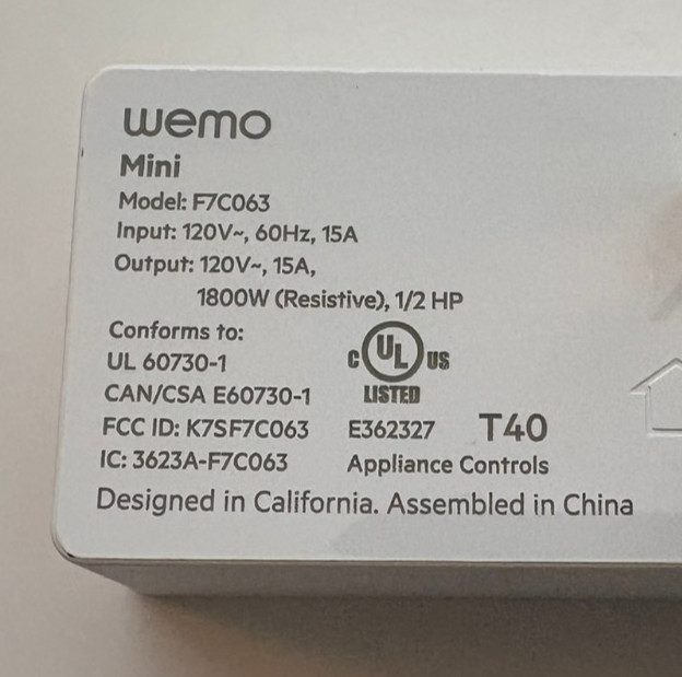 Wemo Mini F7C063 Wifi Smart Plug