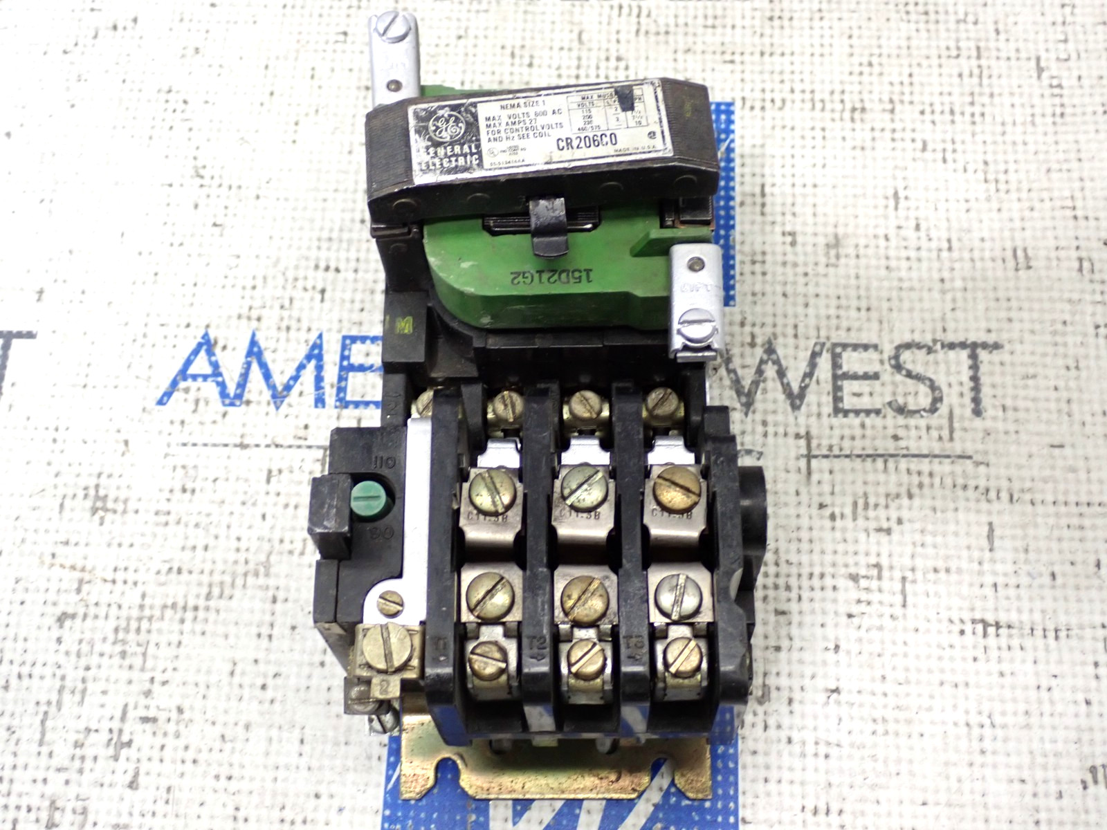 GE CR206C0 Size 1 3 Pole 27 Amp 600 Volt Starter 90/115 Volt Coil - Tested ST448