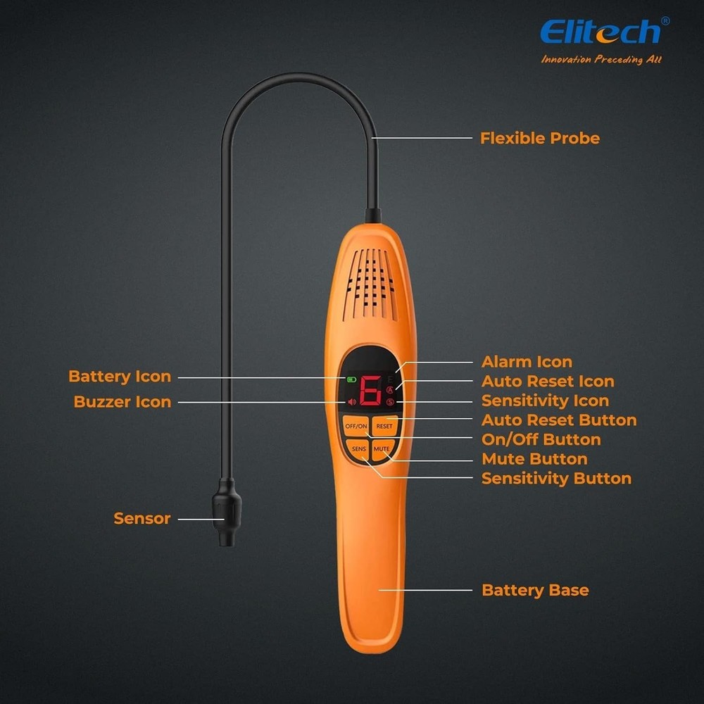 Elitech Refrigerant Leak Detector Checker Heated Diode Sensor Sniffer LD-100