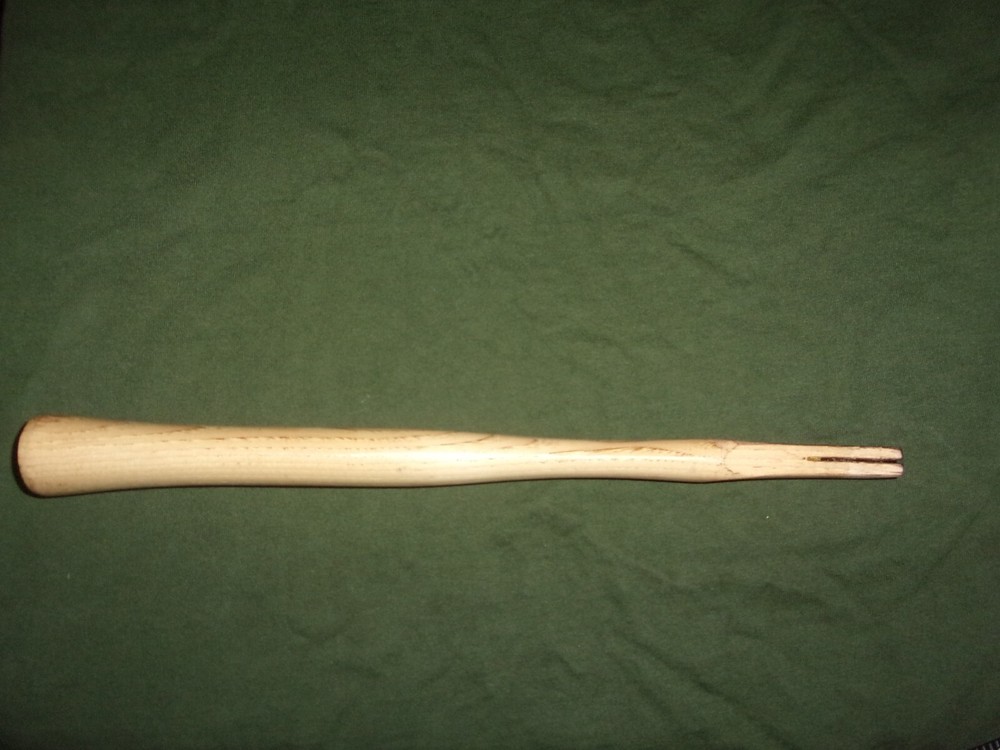 14 INCH BROWN SOLID WOOD TOOL REPLACEMENT HANDLE W/ 1 IN. RECTANGLE HEAD W/SLOT