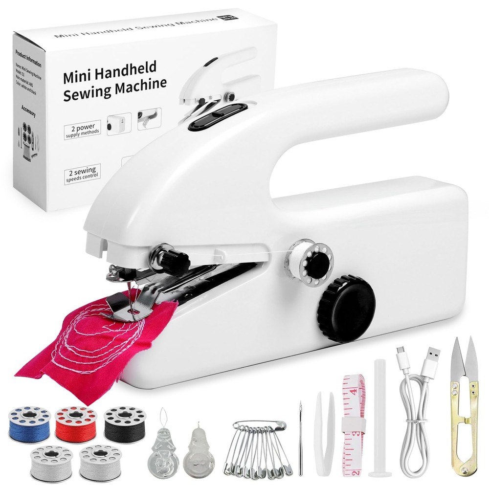 Portable Handheld Sewing Machine for Beginners – Mini Stitching Tool 1, White