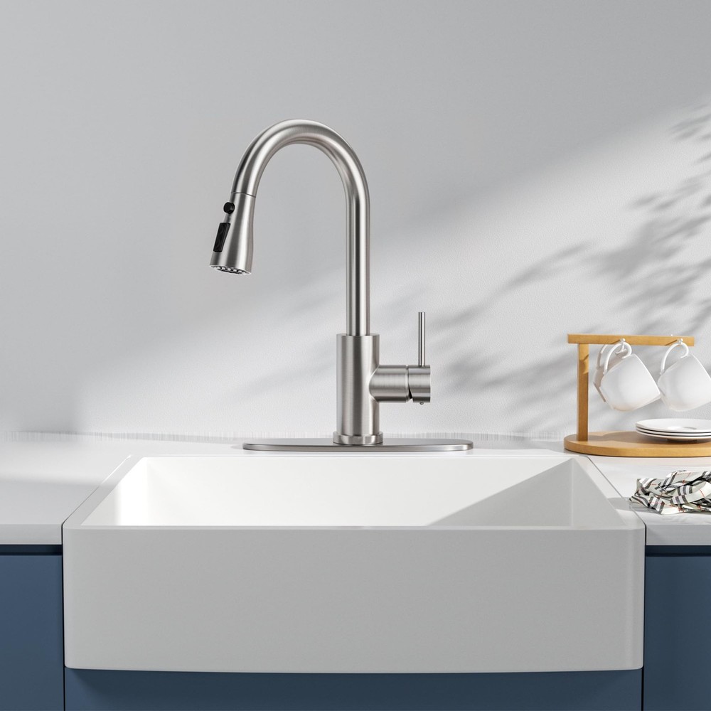 HANGE Kitchen Faucet with Pull Down Sprayer,Brushed Nickel Brushed