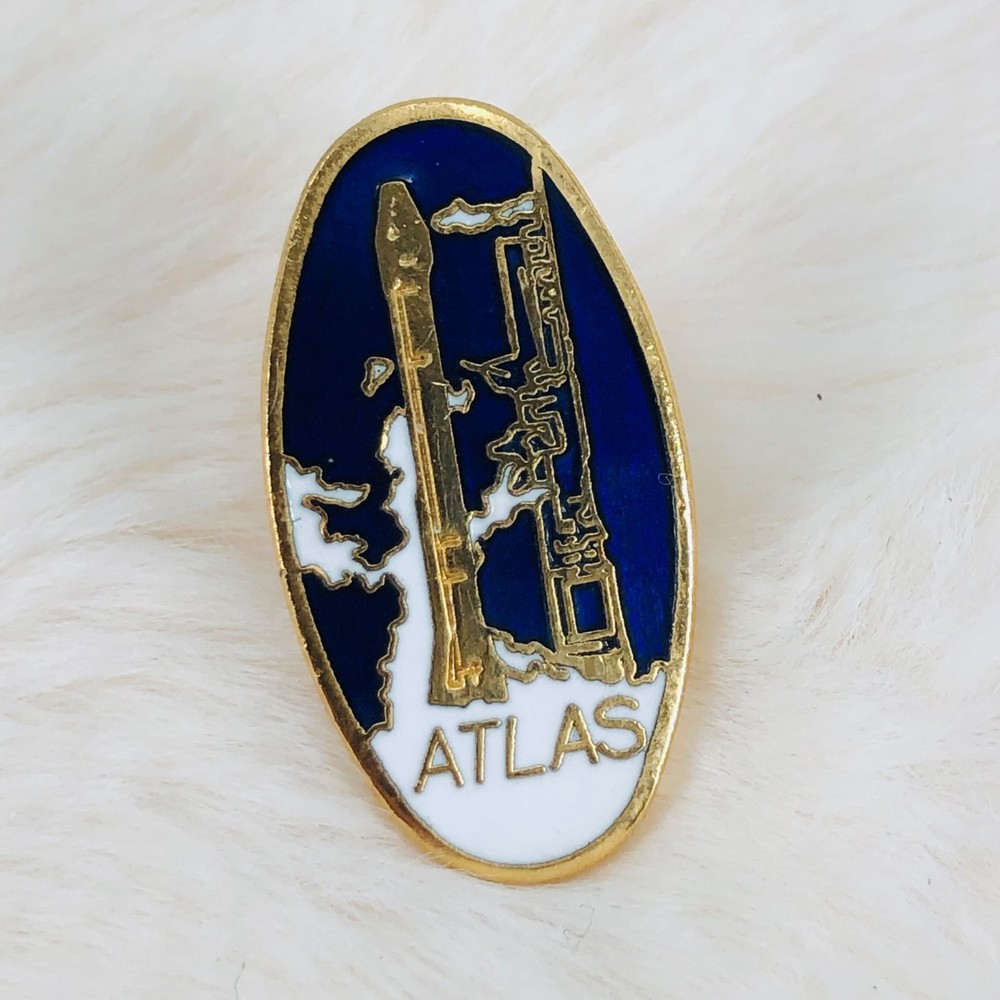 Vtg Atlas Rocket NASA Enamel Lapel Pin