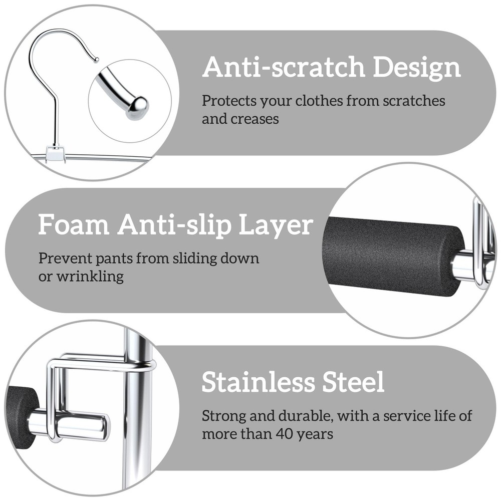 SINDAX Pants Hangers Space Saving - 4Pack, 5 Layers 4 Pack, Black