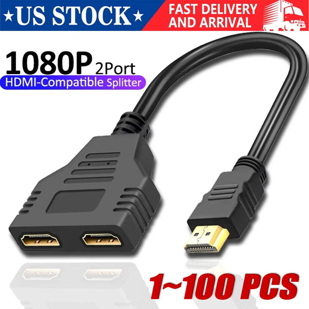 4K HDMI Cable Splitter Adapter 2.0 Converter 1 In 2 Out 1 Male to 2 Female lot