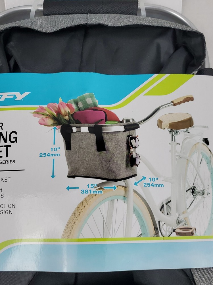 Huffy Designer Foldable Gray Basket with Mounting bracket NEW