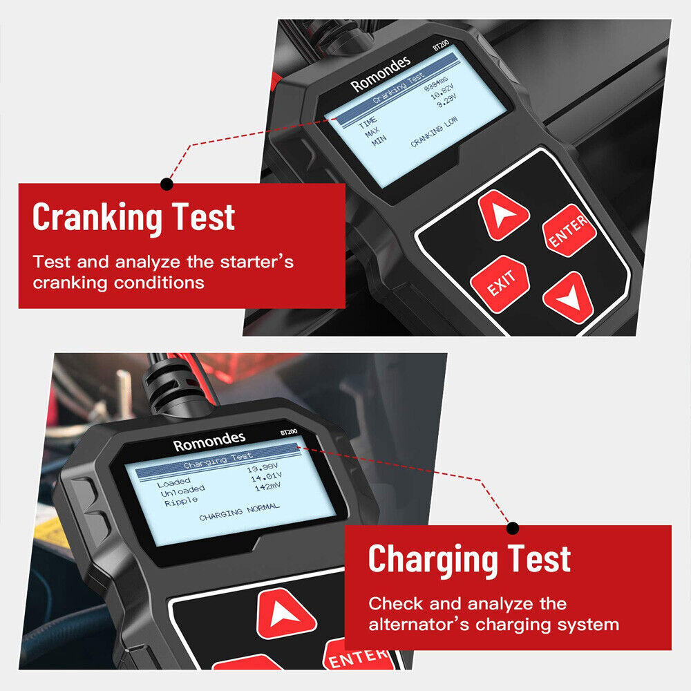 12V Car Battery Tester 100-2000CCA Battery Load Tester LCD Screen Auto Charging