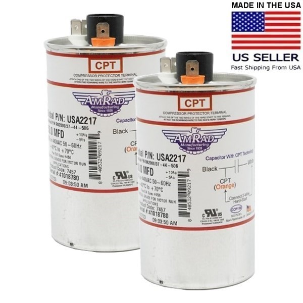 AmRad USA2217 50 uf/MFD 370-440 VAC Run Capacitor 50/60 Hz AC Electric Lot-2