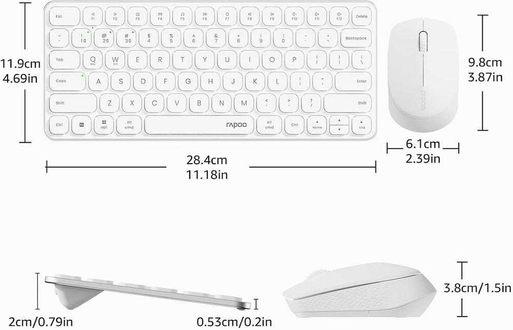 9010M MultiDevice Keyboard Mouse Combo 2.4GHz Bluetooth 5.0 Wireless Set