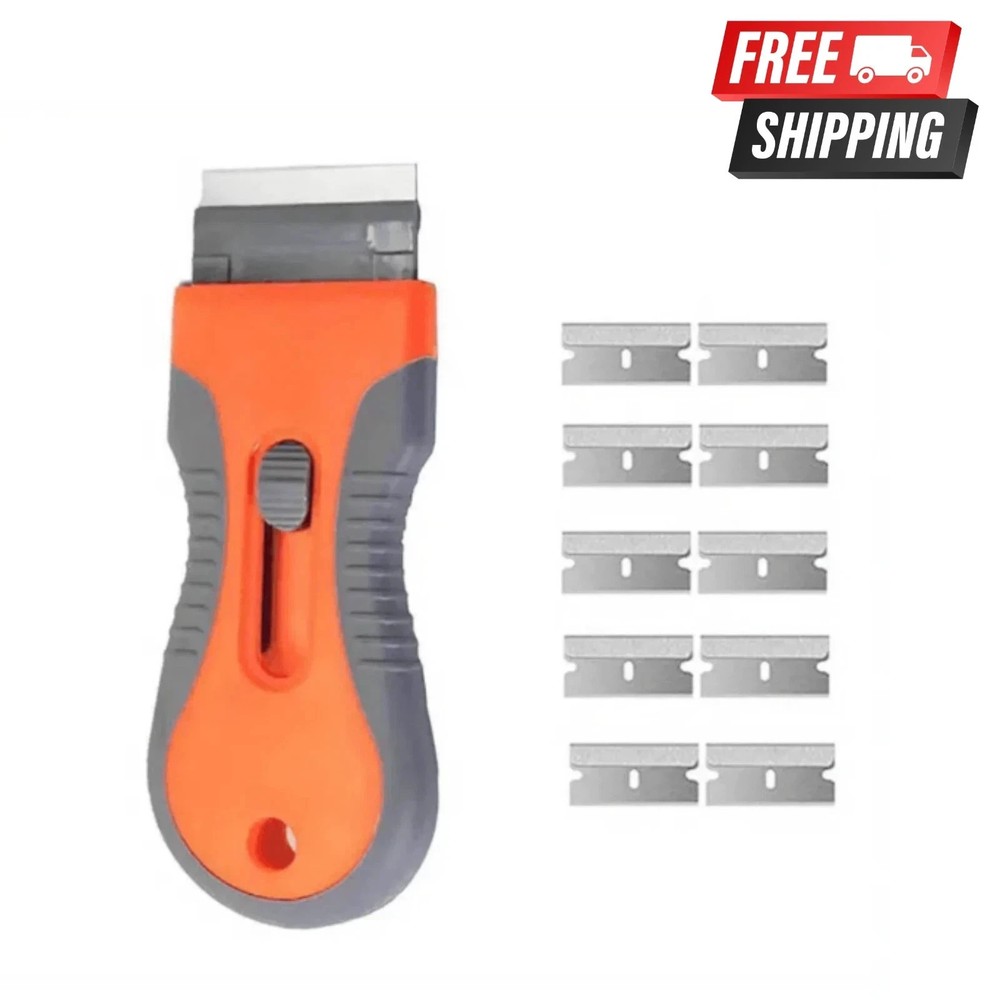 Razor Scraper Tools with 10 Blades Multipurpose Removal Two Tone Cleaning Tools