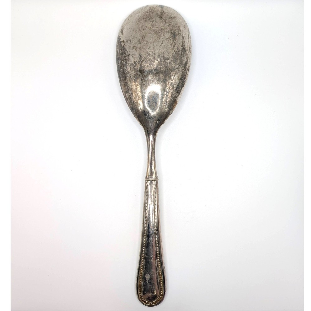 Towle Silver Salad Serving Spoon Beaded Antique Pattern 1977