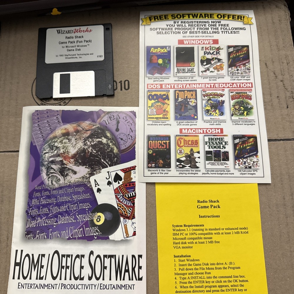Wizard Works Fun Pac Game Pac Radio Shack floppy disk