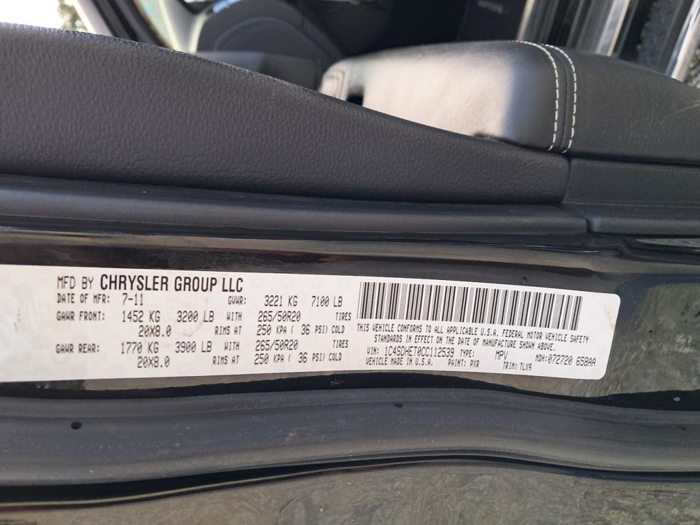 DURANGO 2012 Glove Box 4788050