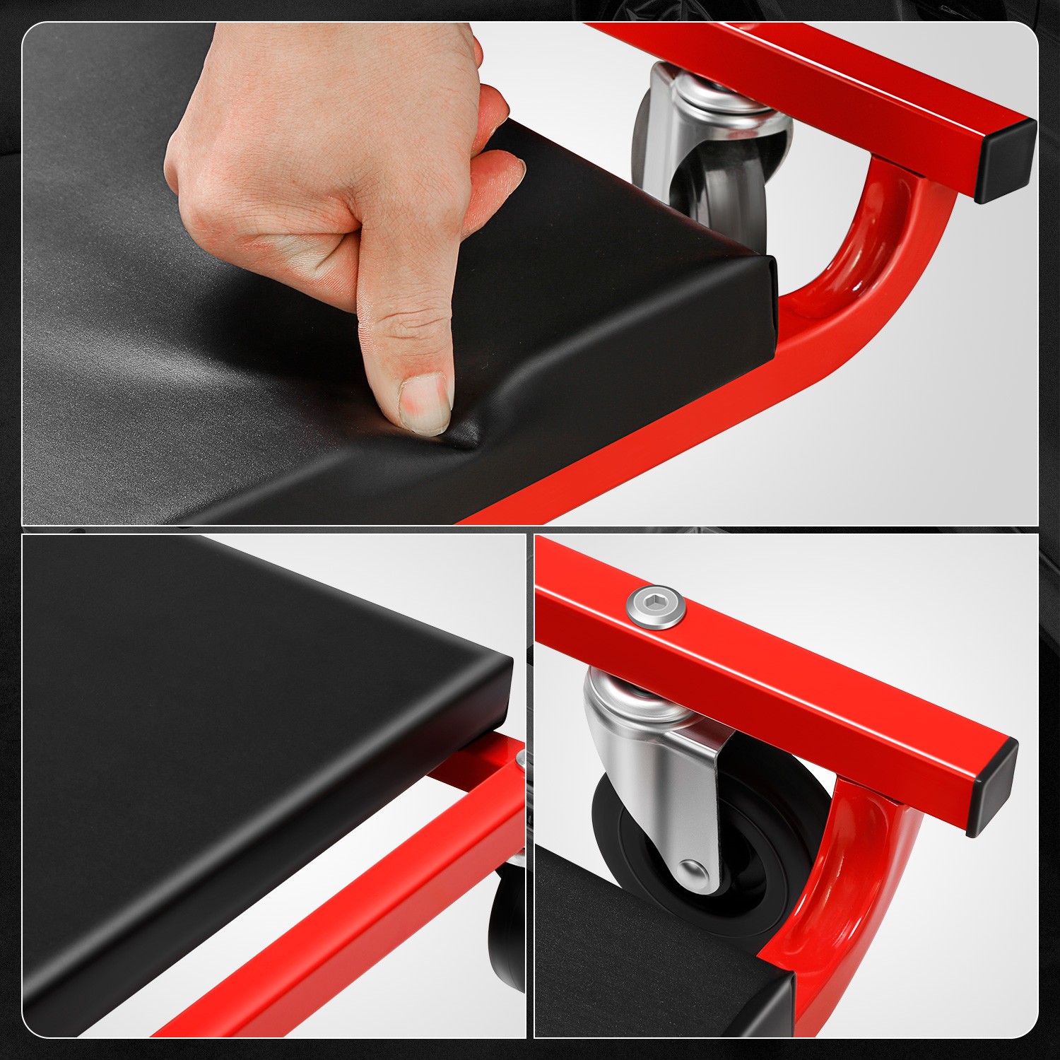 Low Profile 38.5x17 Rolling Workshop Creeper for Car Garage Mechanic Repair Red