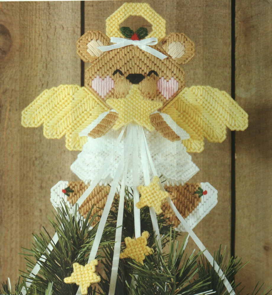 TREETOP ANGEL BEAR CHRISTMAS PLASTIC CANVAS PATTERN INSTRUCTIONS