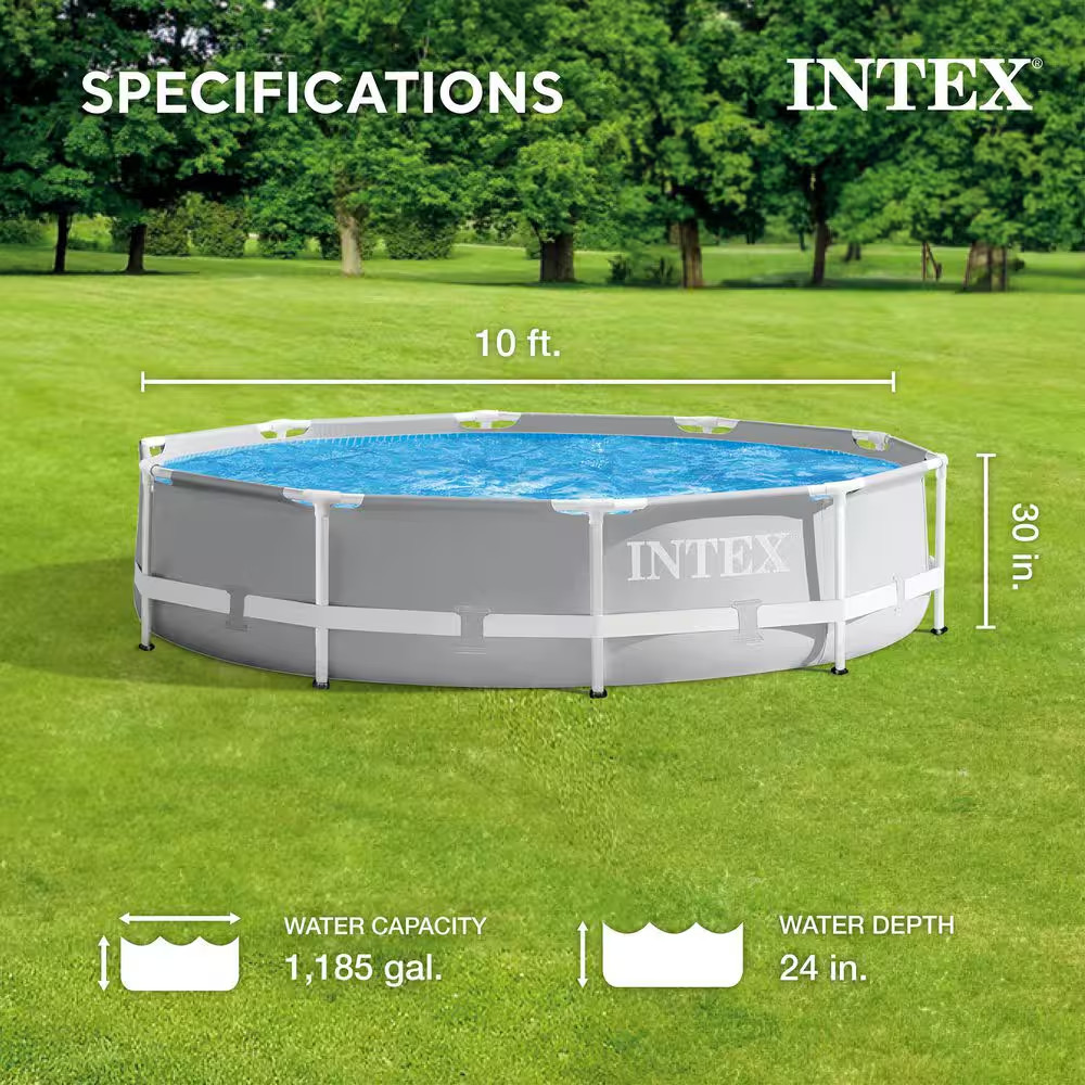 10 ft. x 10 ft. Round 30 in. Deep Metal Frame Pool