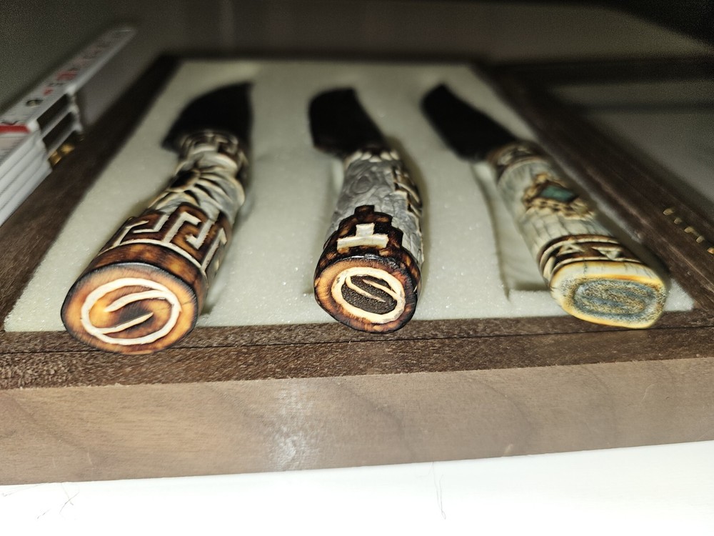 3 Piece Obsidian Knife Collection with Display Box