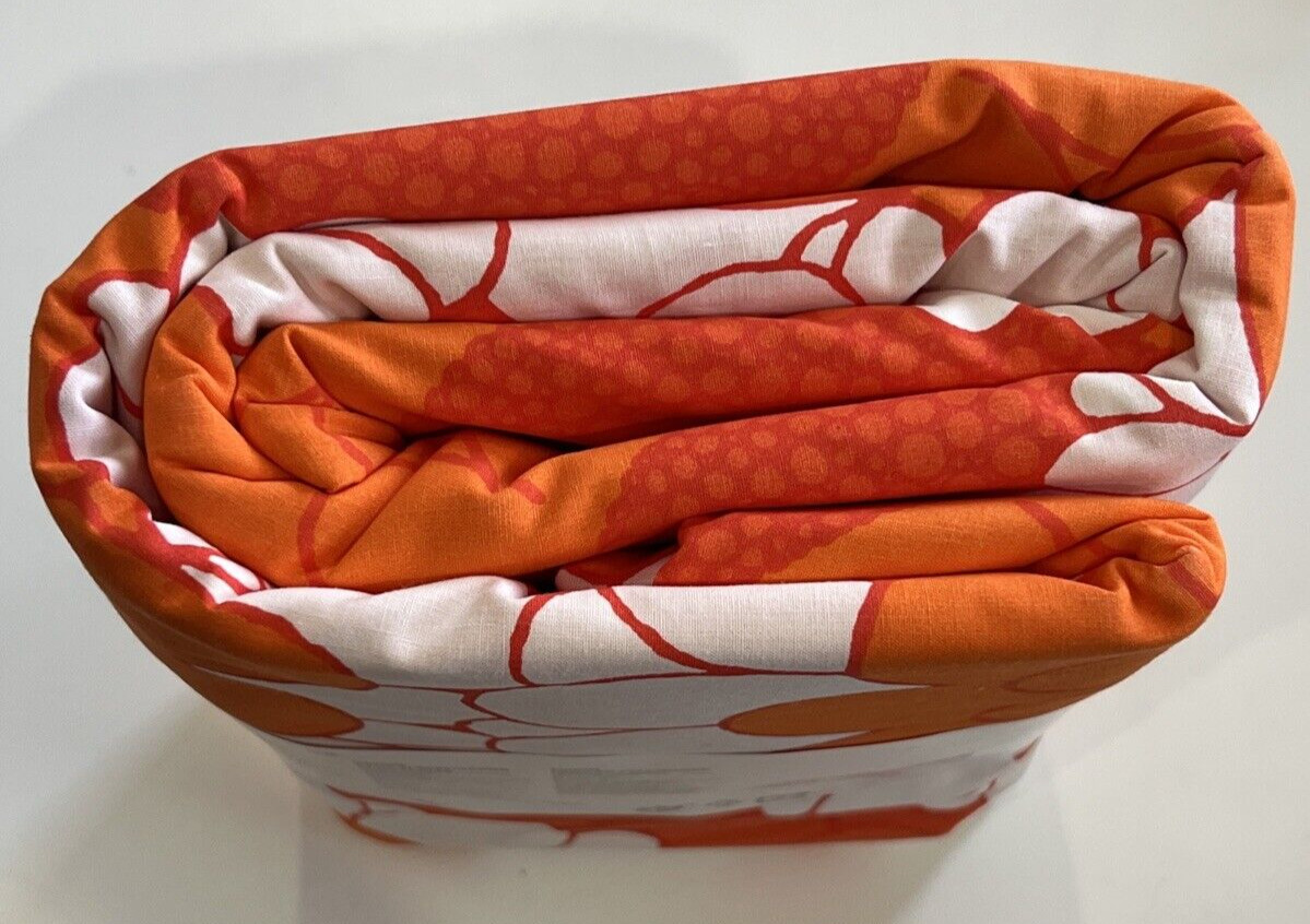 New IKEA KRANSMALVA Full Queen Duvet Cover + 2 Pillowcases Orange White Floral