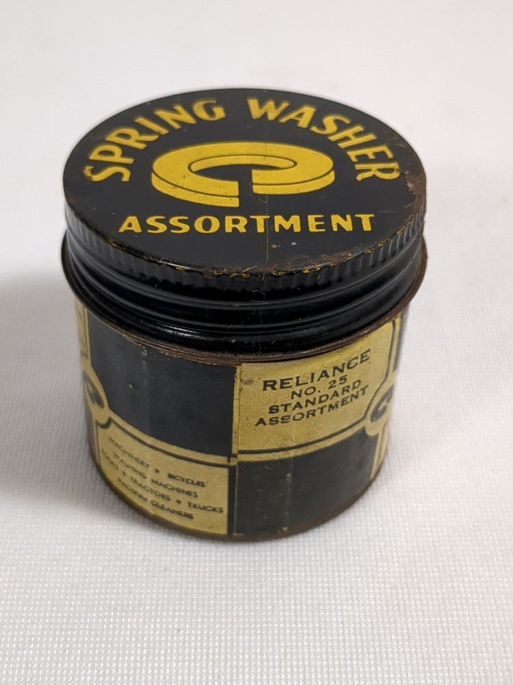 Reliance Spring Washer Cardboard And Tin Container Advertising Empty