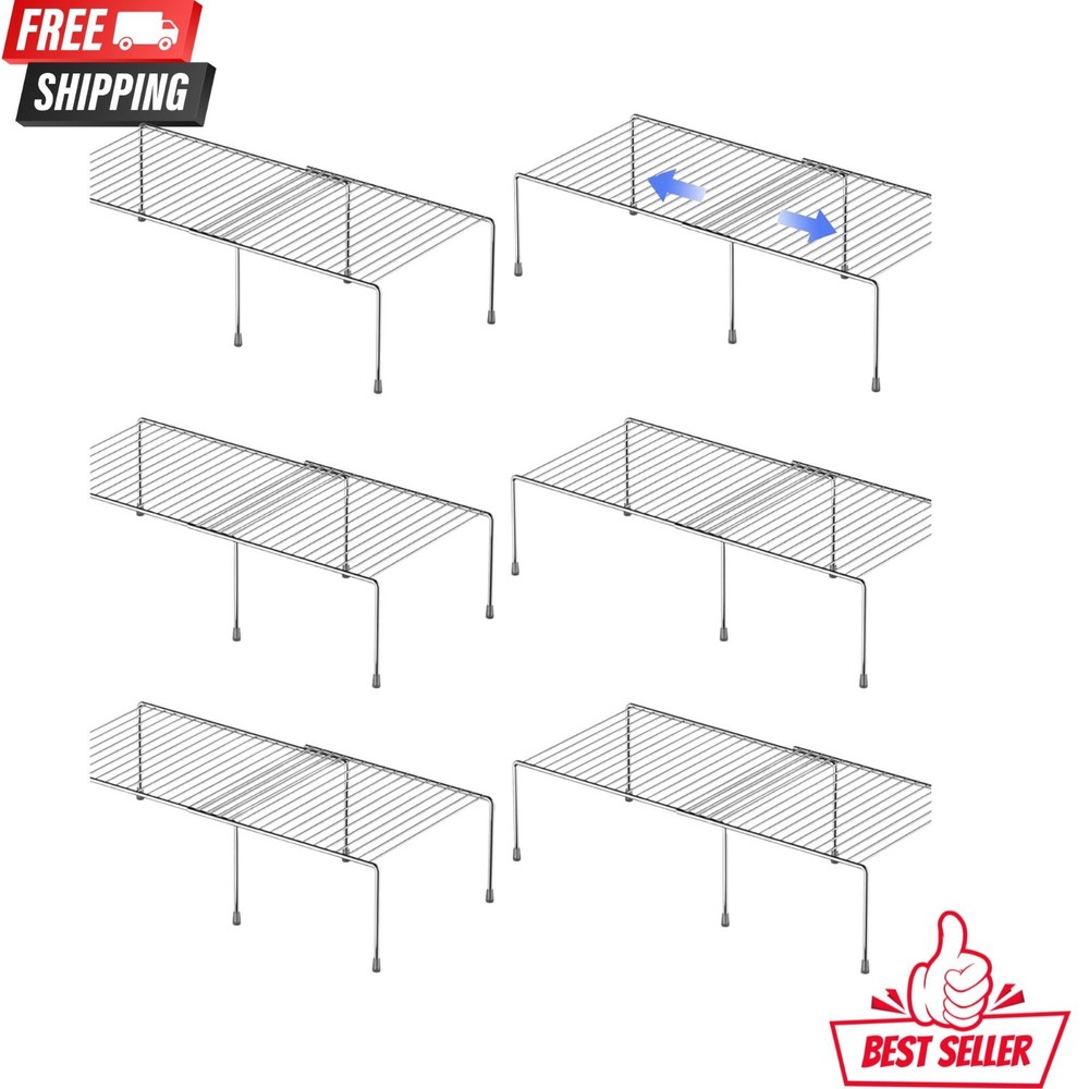 NEW Expandable Metal Storage Shelf Rack Rustproof Kitchen Cabinet Organizer