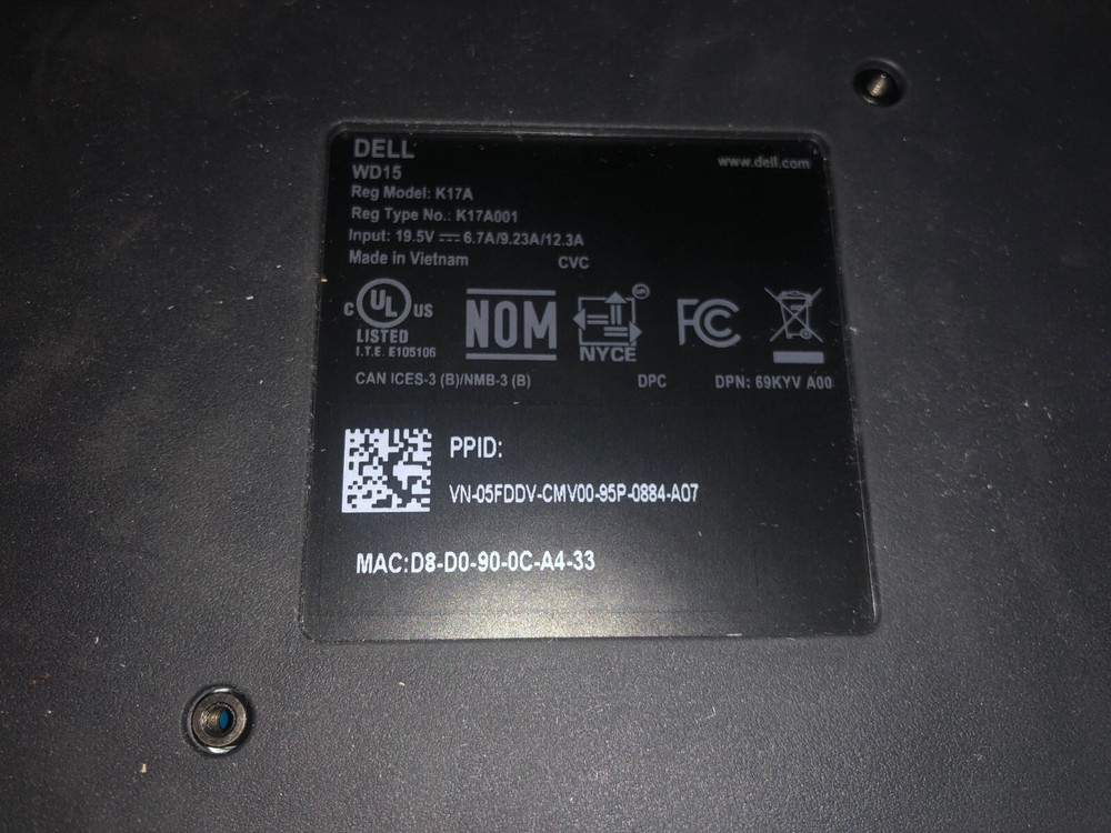Dell WD15 USB-C Docking Station HDMI Thunderbolt