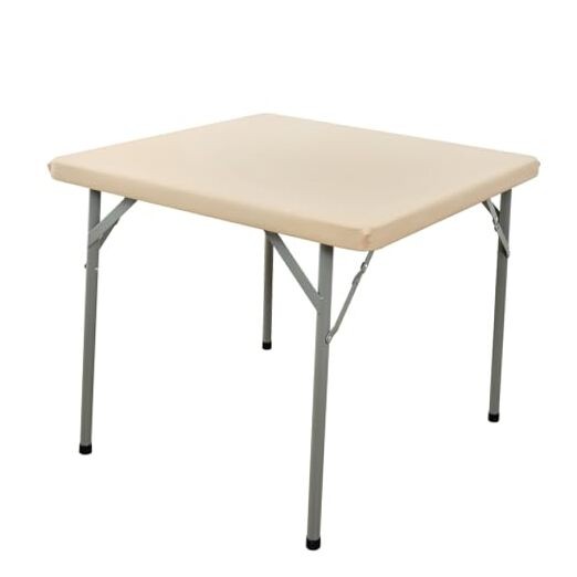 Square Elastic Fitted Tablecloth, Windproof Polyester 34" x 34" (Square) Beige