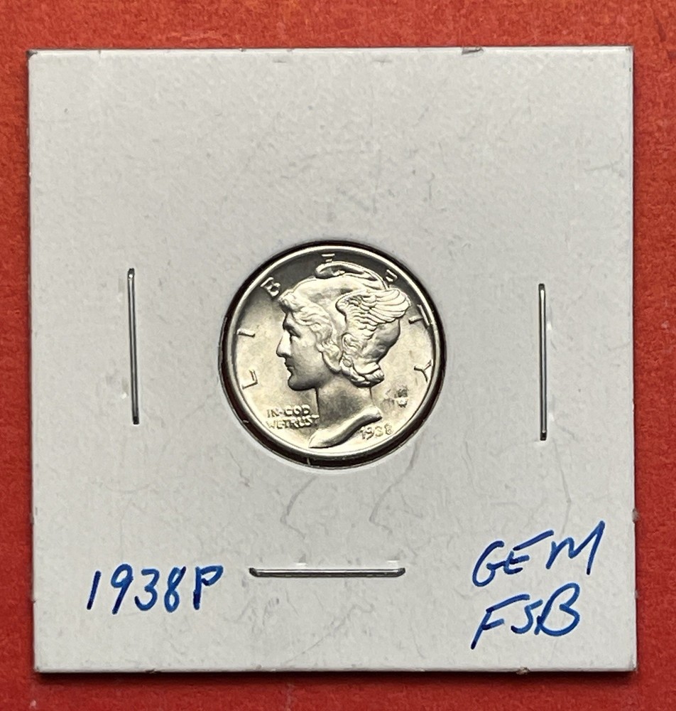 1938 P Mercury Silver Dime, Gem Uncirculated, FSB.