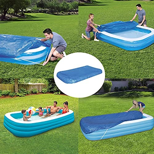 Rectangular Pool Cover, Fits 120 in x 72 in Inflatable Rectangle Swimming Blue