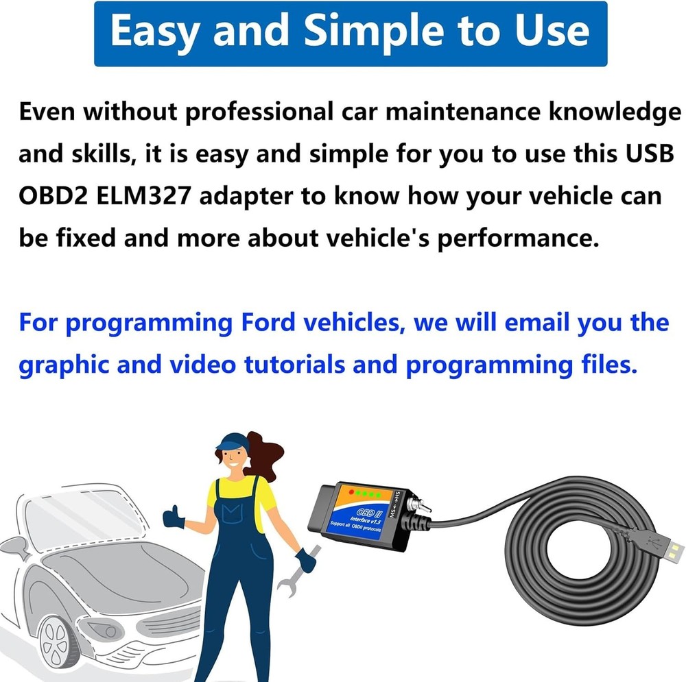 USB OBD2 Scanner Reader USB to OBD2 Cable Diagnostic Scan Tool OBD2 to USB Inter