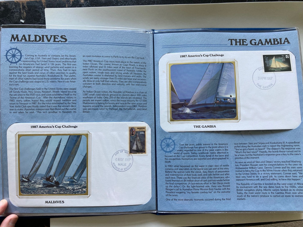 1987 America's Cup Challenge FDC First Day Covers Postal Stamp Panel - Nice!