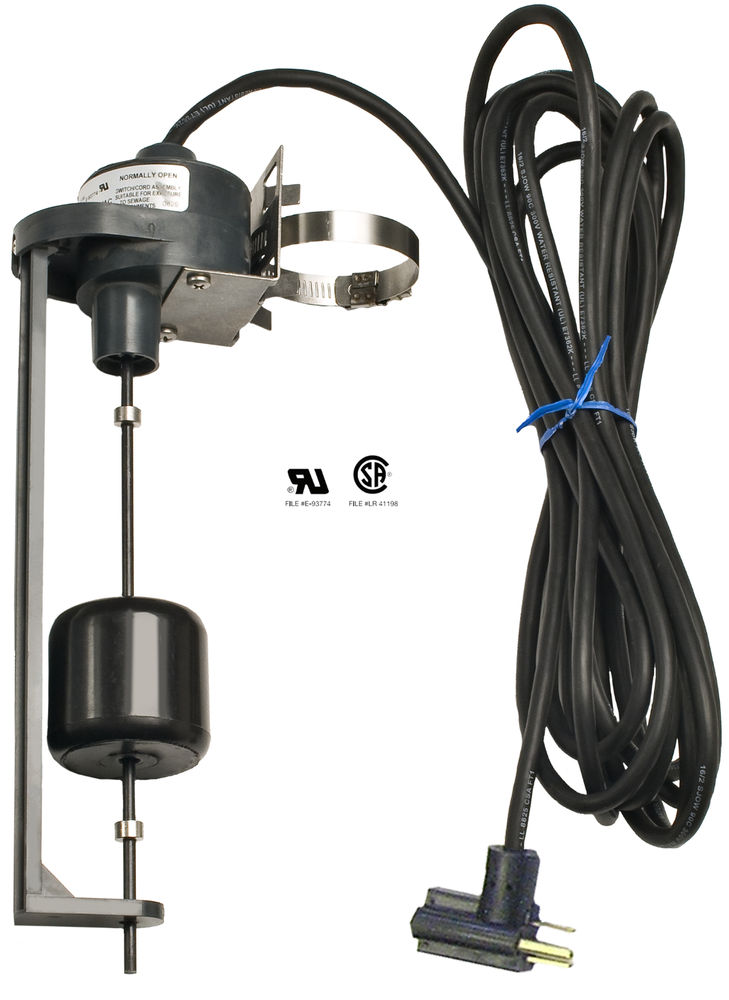 Vertical Float Switch - 20 Foot - 1" to 6" Pumping Range - N.O. - 120 VAC