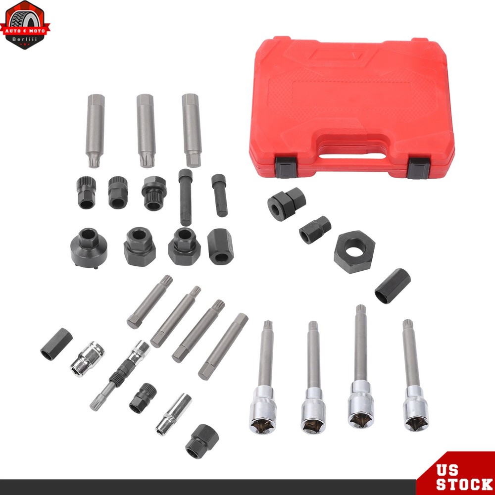 30Pcs Universal Auto Alternator Pulley Remove and Replace Set Alternator Puller