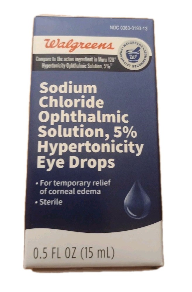 Walgreens Sodium Chloride Ophthalmic Solution, 5% Hypertonicity Eye Drops-0.5 oz