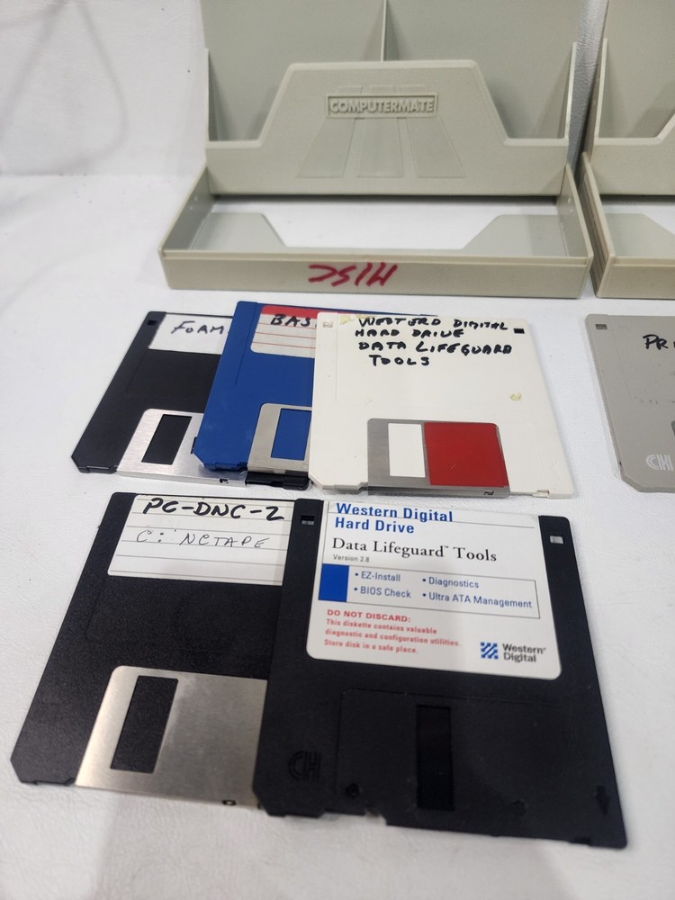 2 Computermate Floppy Disk Cases & 10 Misc 3.5 Floppy Disks