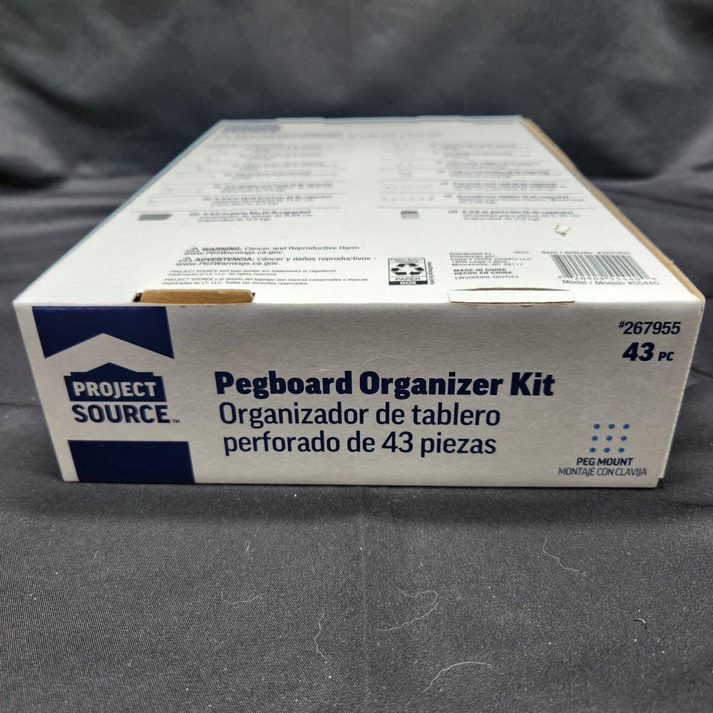 Project Source Pegboard Organizer Kit 43 Pc Tool Storage Hooks Hangers Garage