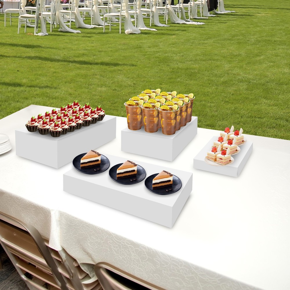 White Acrylic Display Stands, Buffet Risers, Acrylic Nesting Stands Durable 4Pcs