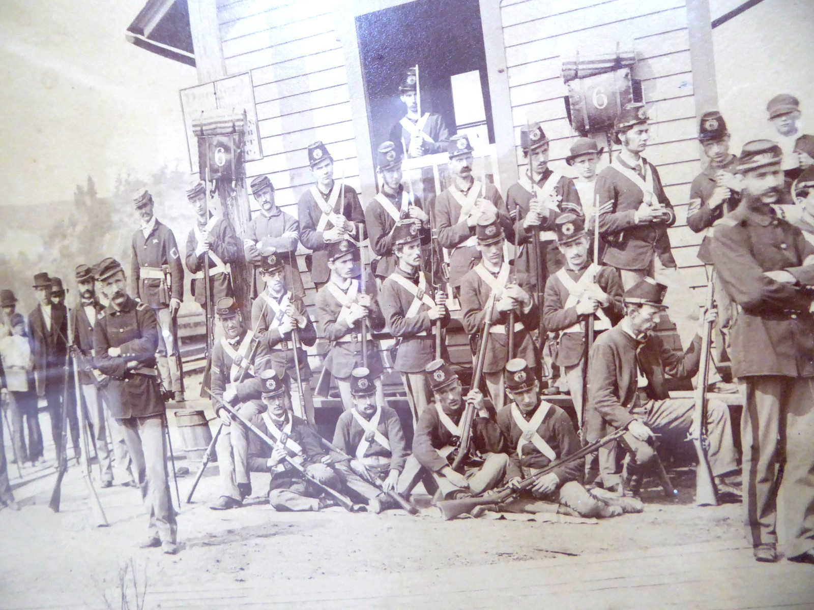 1872 Lehigh Valley Railroad Station Indian Wars Soldiers 11 x 8 1/2" Photo