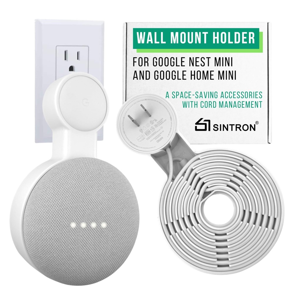 Outlet Wall Mount Holder for Google Nest Mini 2-Pack Space-Saving with Cord ...