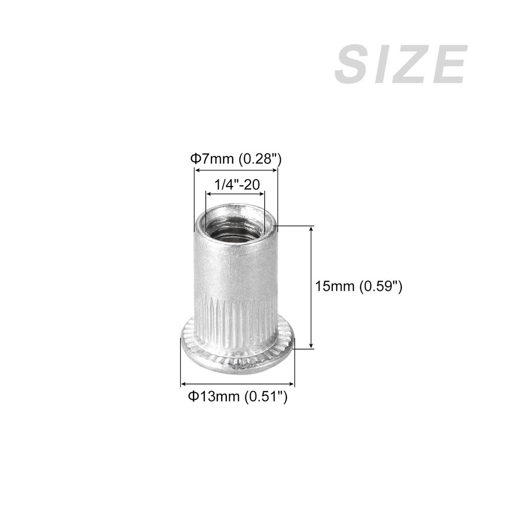 Rivet Nuts (1/4"-20) 40Pcs, Stainless Steel Threaded Insert Nuts