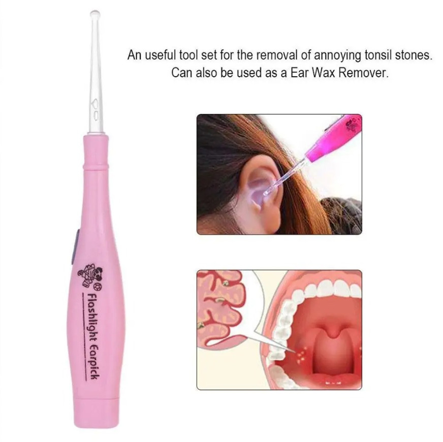 1set LED Tonsil Stone & Earwax Remover Tool with Irrigator and 3 Cleaning Tips