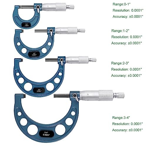 Outside Micrometer Set, 0-4" Machinist Micrometer, 4 Pcs Machinist Tool Set,