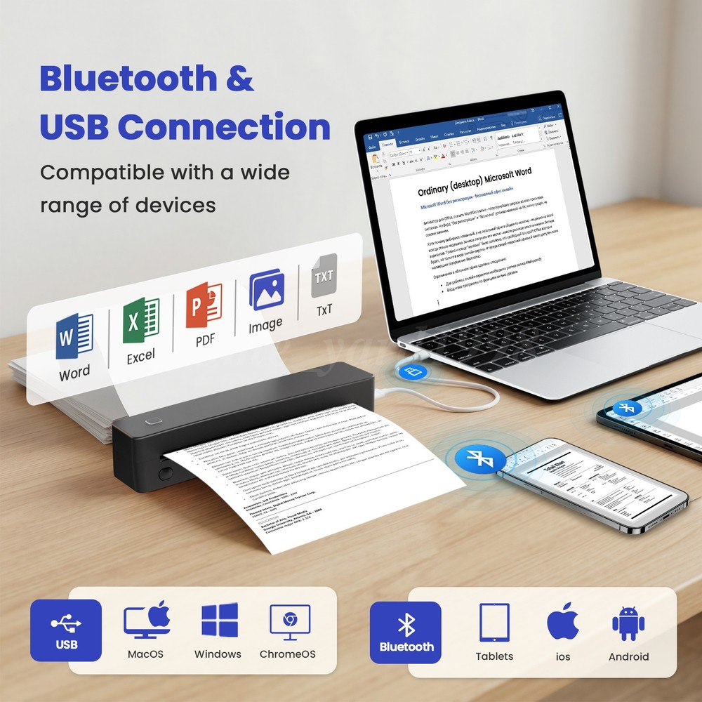 8 inch Wireless Tattoo Stencil Printer Bluetooth USB Portable Thermal Printer