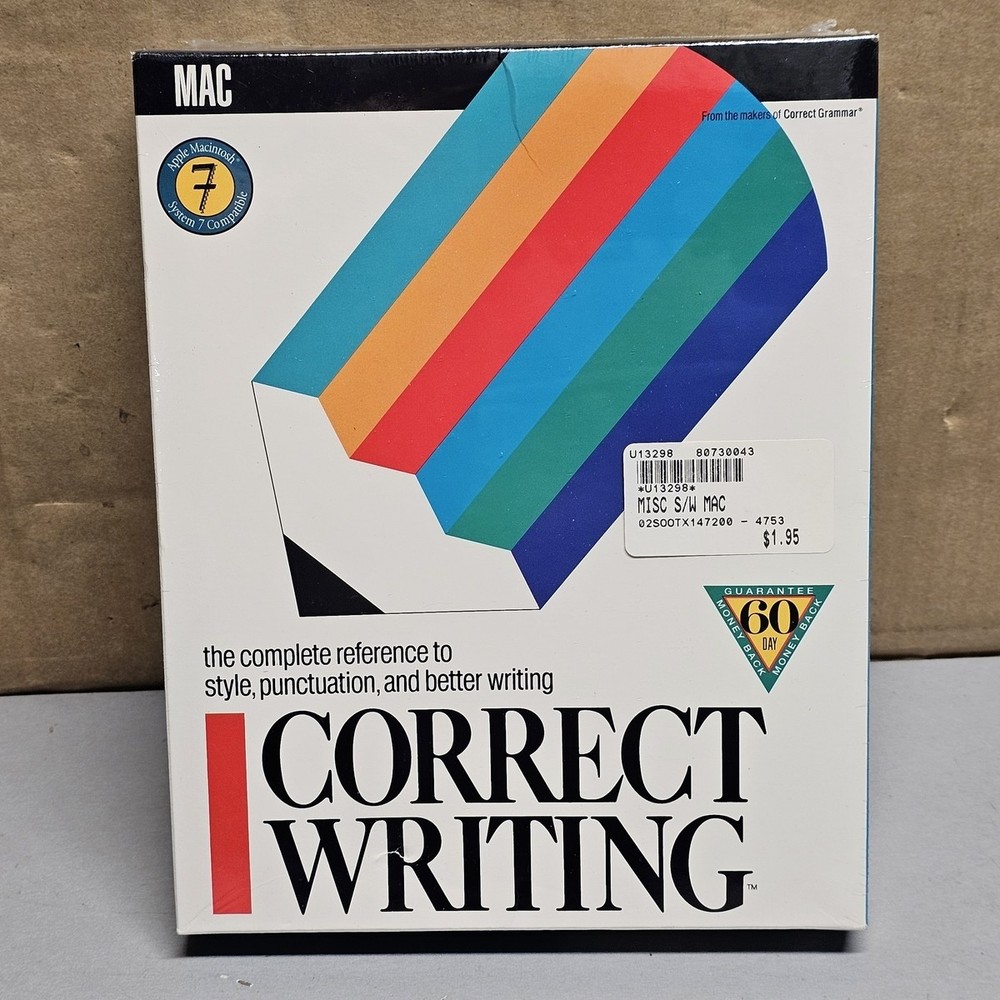 Correct Writing Macintosh Software Big Box Apple System 7 (SEALED)