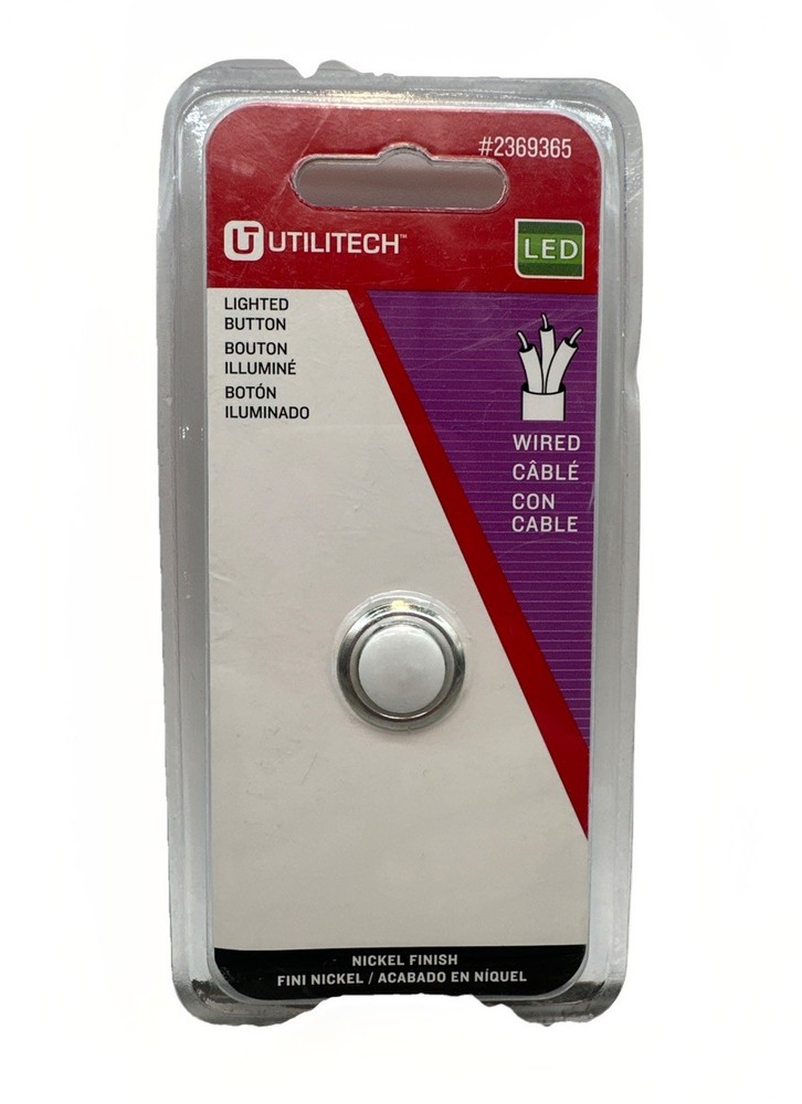 Utilitech Wired Lighted Button Nickel Finish #2369365 {XX}
