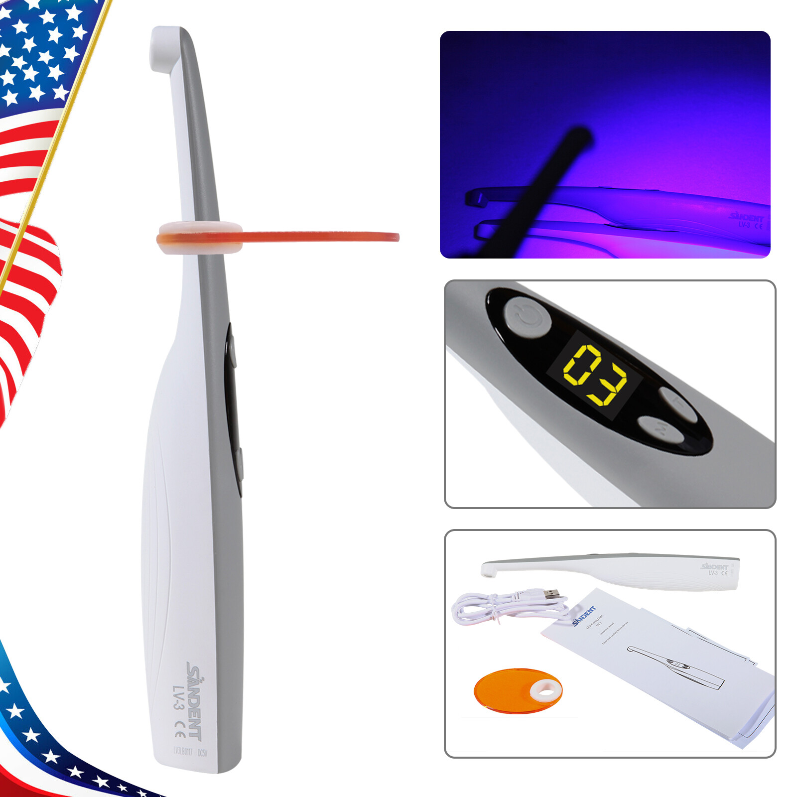 Dental Cordless Led Curing Light 3 Second iLED Cure Lamp Woodpeck DTE Style 3s