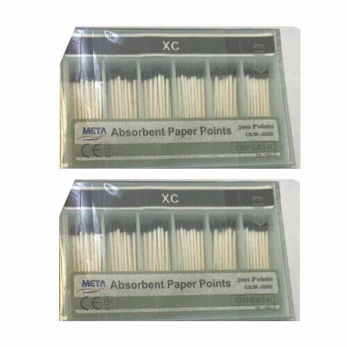 200/BOX DENTAL META GUTTA PERCHA POINTS EXTRA-COARSE XC COLOR CODED - 2 BOXES